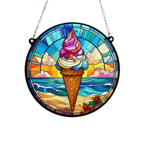 Ice Cream Stained Glass Effect Suncatcher
